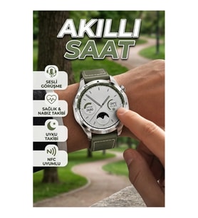 Akıllı Saat Sesli Arama Uyku Takibi NFC Uyumlu Gri Kasa