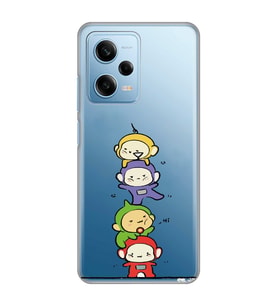 Redmi Note 12 Pro 5G Uyumlu Teletubbies Tasarımlı Şeffaf Telefon Kılıfı