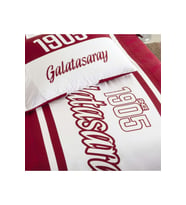 Taç Taraftar Lisanslı Ranforce Çarşafı Lastikli Tek Kişilik Nevresim Takımı-Galatasaray 1905 Glow (Kırmızı)
