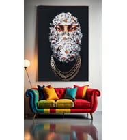 PAPATYA MASKE V1 Ev Duvar Salon Güzellik Salonu Ofis Dükkan Dekarasyon Kanvas Tablo (Çok Renkli)