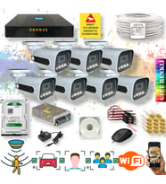 Qromax 7 Kameralı Set - Yapay Zeka Özellikli Gece Renkli Gösteren 5MP SONY Lensli 4 Ultra Warm Ledli FULLHD Güvenlik Kamerası Seti 784W