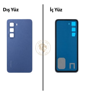 Infinix Hot 60İ Mavi Uyumlu Arka Kapak Arka Cam Batarya Pil Kapağı Lazer Kesim Back Cover