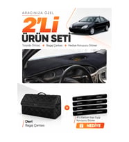 e-biz CİTROEN C5 (2001-2004) Uyumlu Torpido Örtüsü + Deri Bagaj Çantası Seti - Siyah - CI007