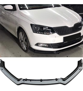 Skoda Fabia Ön Lip Parlak Siyah 3 Prç Kulaklı Kırılmaya Dayanıklı ABS