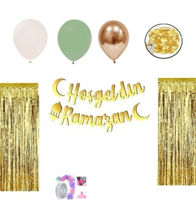  Ramazan Süsleri Led Işılı Perdeli Set 13 balonlu-
