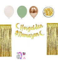  Ramazan Süsleri Led Işılı Perdeli Set 13 balonlu-