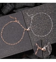 Gümüş Rodyum Rose Çift Kalpli Aşk Bileklik