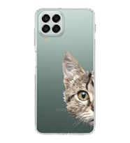Samsung Galaxy M33 Uyumlu Kamera korumalı Kapak Catface Tasarımlı  Şeffaf Kılıf