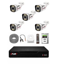 FURY 5 Kameralı 1080P Sesli 6 Warm LED Renkli Gece Görüşlü Güvenlik Kamera Sistemi 250GB 1606