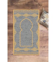 EVDEYA Dijital Baskılı Yıkanabilir Şık Motifli Namazlık Seccade 70x130 Cm, Seccade-16-gri, (Gri)