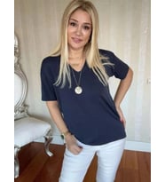 Kadın Kısa Kollu V Yaka Bluz