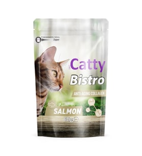 Catty Bistro Yaşlanma Karşıtı Kolajen Somonlu Kedi Ödül Maması (Anti Collagen) 60 Gr
