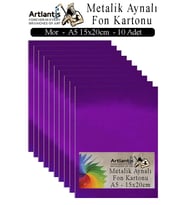 Metalik Aynalı Fon Kartonu 10 lu A5 15x20 cm 1 Paket Okul Sınıf Dekoratif Pırıltılı Folyo Kağıt Dekoratif Anasınıfı Kreş (Mor)