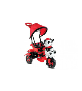 Babyhope 127 Little Panda Ebeveyn Kontrollü Tenteli Müzikli Tricycle Üç Teker Bisiklet -Kırmızı/Siyah
