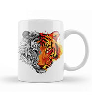 Geo Sketch Tiger Kupa Bardak Porselen