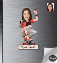 Kişiye Özel Kadın Ahşap Magnet -12