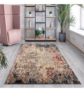 Gri Batik Desen Renk Geçişli Yıkanabilir Kaymaz Taban Leke Tutmaz Modern Salon Halısı ve Yolluk