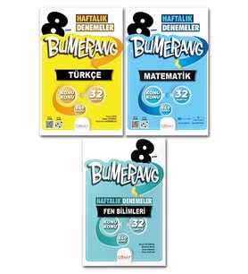 Günay Yayıncılık 8. Sınıf Lgs Türkçe Matematik Fen Bilimleri Bumerang Haftalık Denemeler Günay Yayınları (Çok Renkli)