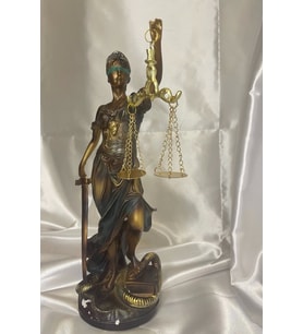 Avukat Adalet Kadın Heykeli Themis Terazi Dekoratif Hakim Mavi Yeşil