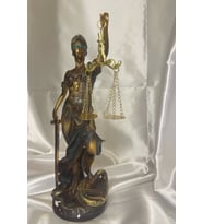 Avukat Adalet Kadın Heykeli Themis Terazi Dekoratif Hakim Mavi Yeşil