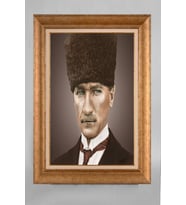 Altın Varaklı Paspartulu Çerçeveli Atatürk Tablo sd733