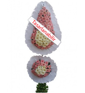 Pembe ve Beyaz Gerbaralı İkili Çelenk