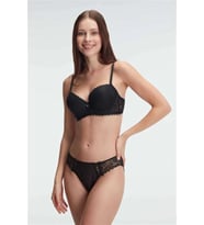 Amora Secret Destekli Dolgulu Balenli Kaplı Dantel Detaylı Sütyen Slip İç Çamaşırı Takım