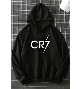 Unisex Cr7 Baskılı Sweatshirt (Siyah)