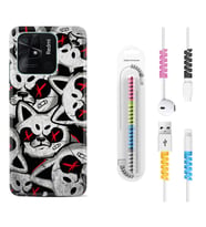 Xiaomi Redmi Note 7 8 9 Pro 10 2022 10 Pro 10S Kılıf Kablo Koruma Spiral Silikon Kızgın Kediler 1781