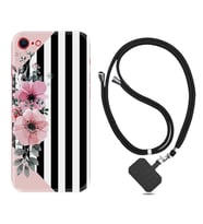 Apple iPhone 5 6 7 8 Plus Se XR Kılıf Boyun Askılı Silikon Flowers 4 1390