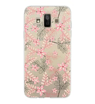 Samsung Galaxy J7 Duo Kapak Floral Kırmızı Tasarımlı Şeffaf Silikon Kılıf