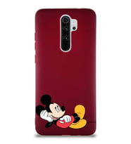 Xiaomi Redmi Note 8 Pro Soft Premier Kapak Mickey Mouse-F Tasarımlı Silikon Kılıf - Mürdüm (Şeffaf)