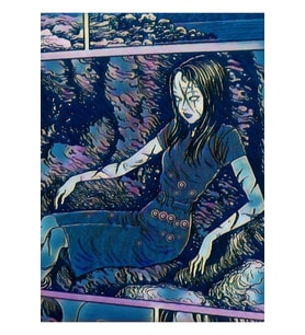 Junji Ito Tomie Mavi Estetik Tablo Ahşap Poster Dekoratif