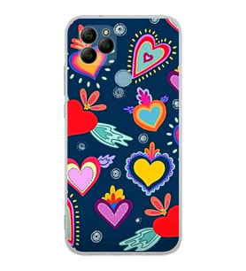 PrintiFy General Mobile  GM 21 ile Uyumlu 1mm Slim Fit Retro Renkler 3 Baskılı Şeffaf  Kılıf