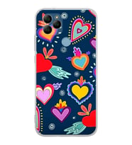 PrintiFy General Mobile  GM 21 ile Uyumlu 1mm Slim Fit Retro Renkler 3 Baskılı Şeffaf  Kılıf