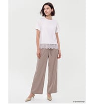 LCW Modest Bej Beli Lastikli Geniş Paça Kadın Pantolon