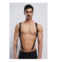 Sırt Detaylı Şık Erkek Deri Kemer, Erkek Deri T-Shirt - Gömlek Kemeri (Siyah)