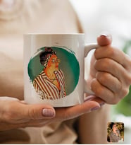 BK Gift Kişiye Özel Suluboya Beyaz Kupa Bardak, Suluboya Portresi, Arkadaşa Hediye, Sevgiliye Hediye-5