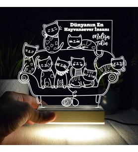 Sevimli Kediler 3d Led Lamba