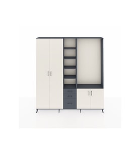 Arges Dolap 13 Raflı 3 Çekmeceli 4 Kapaklı 220x30x243 Antrasit-Aytaşı/Antrasit