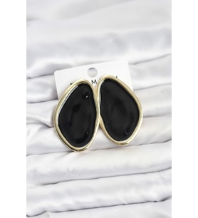 Pirinç Siyah Mineli Damla Model Vintage Plaka Kadın Küpe TJ-BKP11596