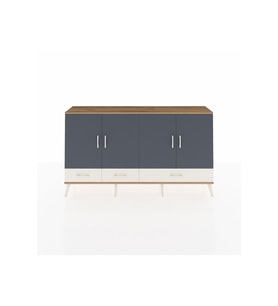 Arges Konsol 6 Raflı 3 Çekmeceli 4 Kapaklı 176x30x99 Çam-Antrasit/Aytaşı