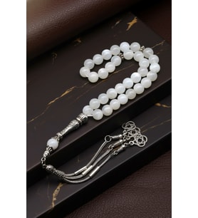 Ay Taşı Doğal Taş Tesbih – 8 mm Küre Kesim