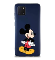 Samsung Galaxy A81 Soft Premier Kapak Mickey Mouse-D Tasarımlı Silikon Kılıf - Lacivert (Şeffaf)