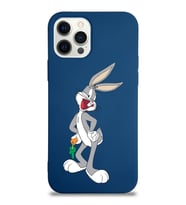 Apple iPhone 12 Pro Max  Lansman Kılıf Bugs Bunny Tasarımlı Altı Kapalı İçi Kadife Kaplı  Kapak (Şeffaf)