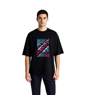 Erkek Oversize Tişört Brooklyn Retro Otomobil Garaj Baskılı Renkli Grafik Desenli Rahat Kesim Günlük