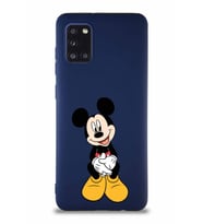 Samsung Galaxy A31 Soft Premier Kapak Mickey Mouse-A Tasarımlı Silikon Kılıf - Lacivert (Şeffaf)