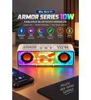Blic BLS-71 Beyaz Armor Series 10W Kablosuz RGB Bluetooth Hoparlör TWS TF Kart Desteği