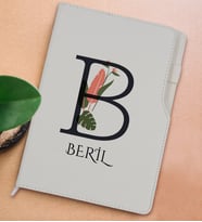 BK Gift Kişiye Özel Baş Harf İsimli Beyaz Termo Deri Not Defteri 15x21cm-10