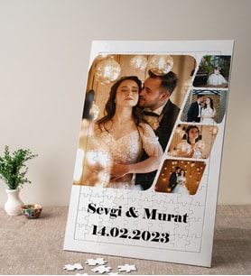 5 Fotoğraflı İsimli Tarihli Kişiye Özel Puzzle